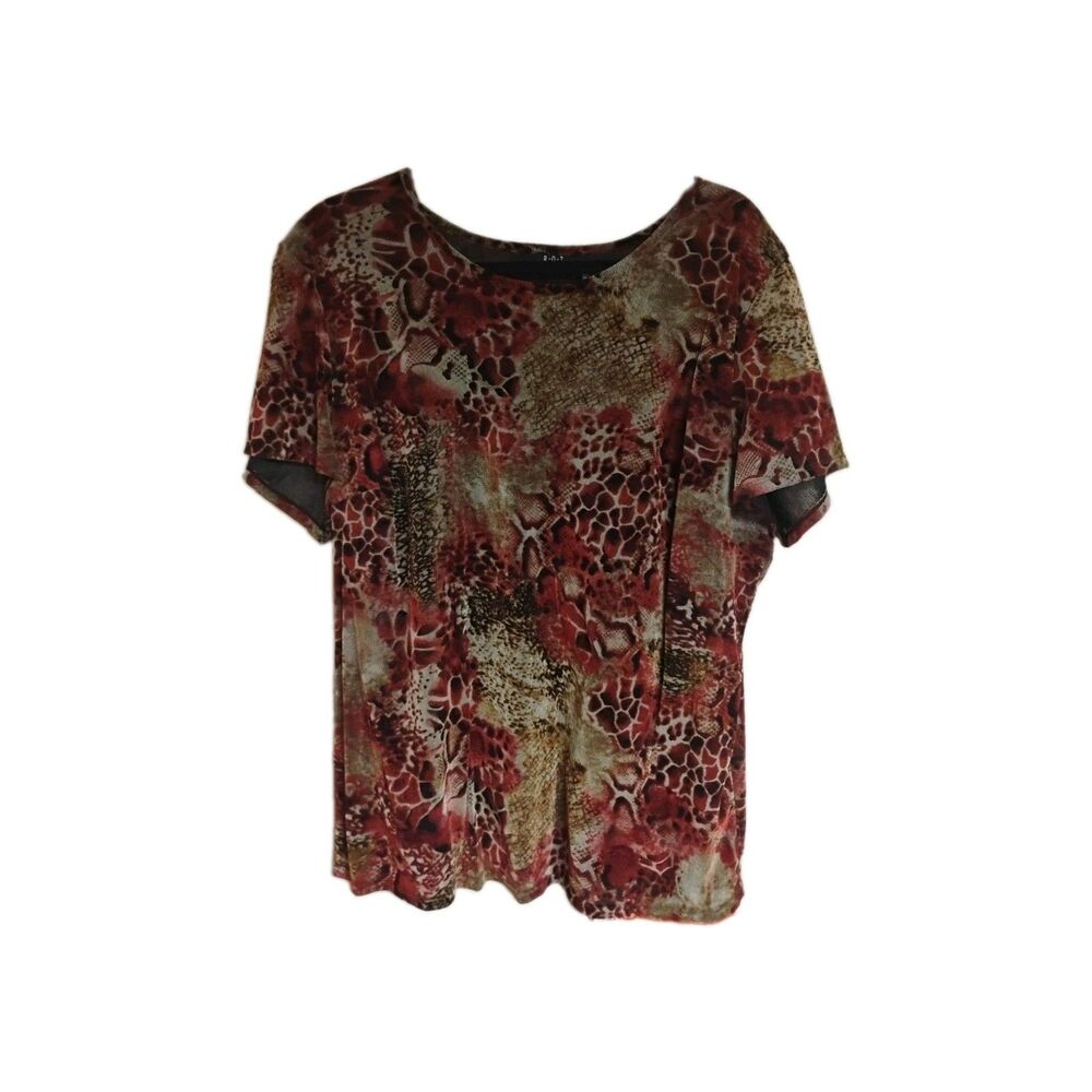 R Q T Womans Blouse 1X Nylon Pullover Top